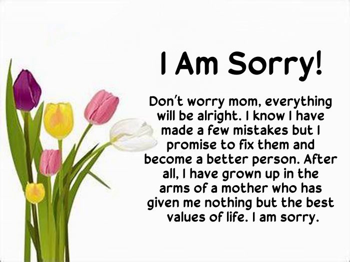 apology message for mistake to my Mother