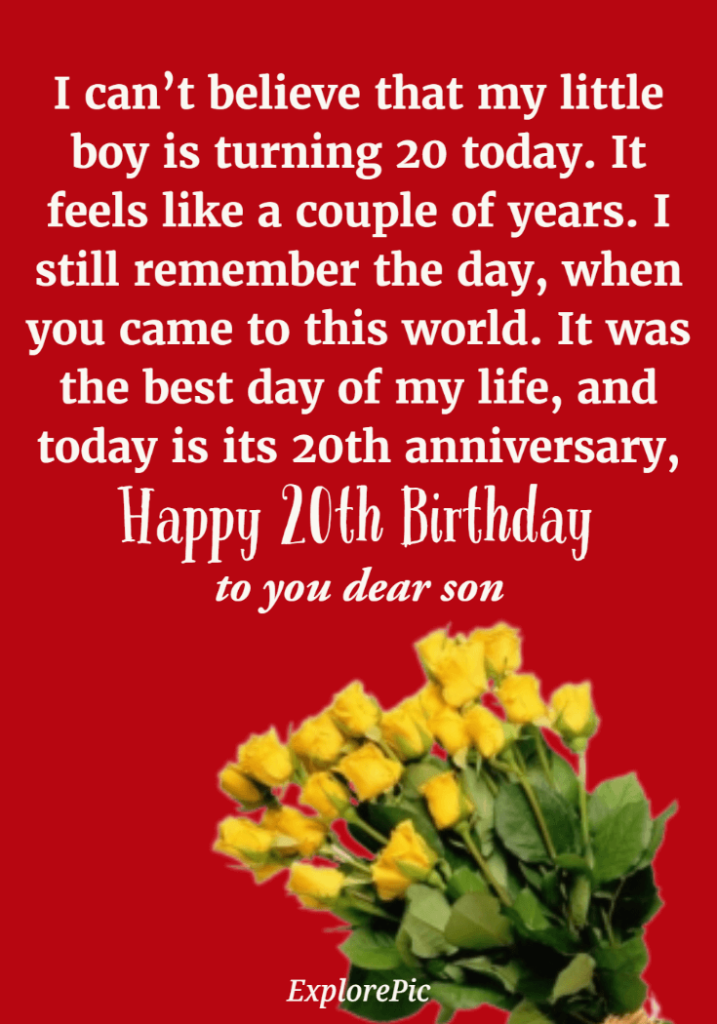 Happy 20th Birthday Wishes for Son — Happy Birthday Son Messages ...